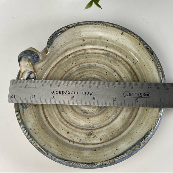 Blue Beige Stoneware Pottery Dish Handle - Picture 8 of 14